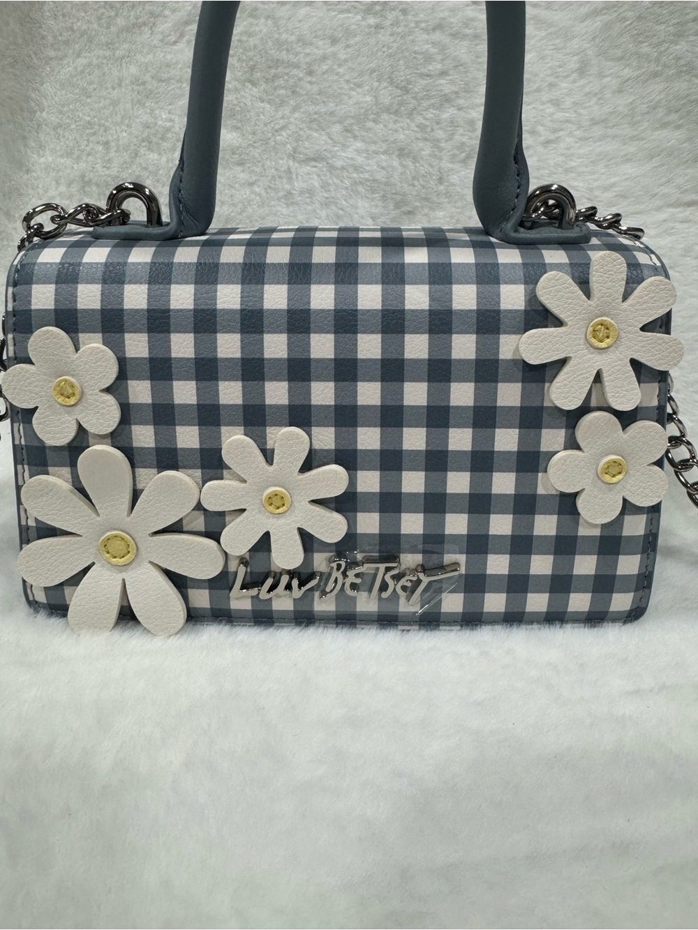 NWOT Betsey Johnson—Blue Gingham Floral Crossbody Bag
